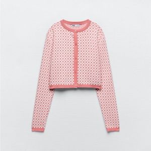 ZARA NWOT Gingham Knit Cardigan